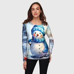 Лонгслив женский Большой снеговик, цвет: 3D-принт — фото 2