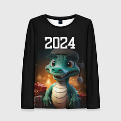 Лонгслив женский Новый год 2024 символ года, цвет: 3D-принт