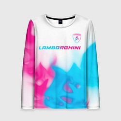 Лонгслив женский Lamborghini neon gradient style посередине, цвет: 3D-принт