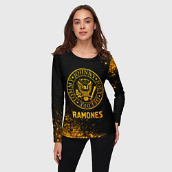 Лонгслив женский Ramones - gold gradient, цвет: 3D-принт — фото 2