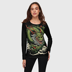 Лонгслив женский Символ года зеленый дракон, цвет: 3D-принт — фото 2