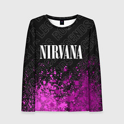 Лонгслив женский Nirvana rock legends посередине, цвет: 3D-принт