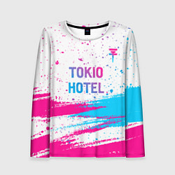 Лонгслив женский Tokio Hotel neon gradient style посередине, цвет: 3D-принт