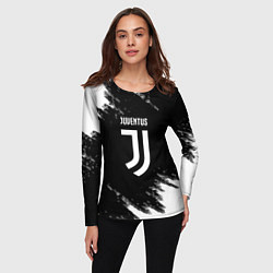 Лонгслив женский Juventus спорт краски черно белый, цвет: 3D-принт — фото 2