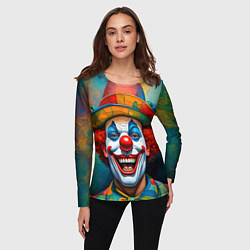 Лонгслив женский Нейросеть - Хэллоуин безумный клоун, цвет: 3D-принт — фото 2