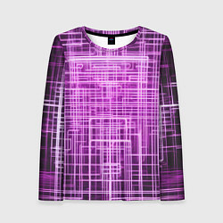 Лонгслив женский Фиолетовые неоновые полосы киберпанк, цвет: 3D-принт