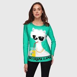 Лонгслив женский Лама no drama llama, цвет: 3D-принт — фото 2
