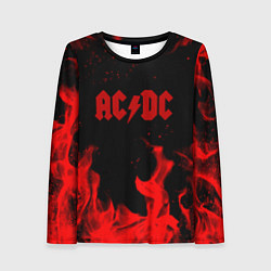 Лонгслив женский AC DC огненный стиль, цвет: 3D-принт