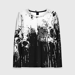 Лонгслив женский Черно-белая абстракция гранж, цвет: 3D-принт
