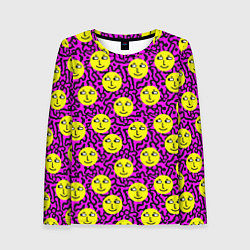 Женский лонгслив Smiley face on violet