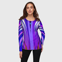 Лонгслив женский Фиолетовые линии и полосы, цвет: 3D-принт — фото 2