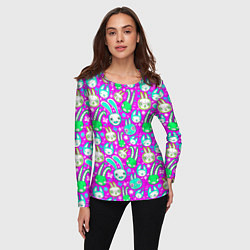 Лонгслив женский Мультяшные зайчики, цвет: 3D-принт — фото 2