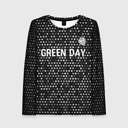 Лонгслив женский Green Day glitch на темном фоне посередине, цвет: 3D-принт
