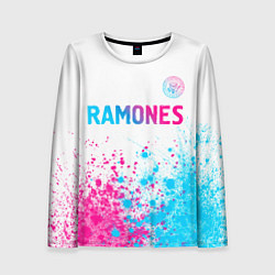 Лонгслив женский Ramones neon gradient style посередине, цвет: 3D-принт