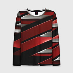 Лонгслив женский Красная металическая абстракция, цвет: 3D-принт