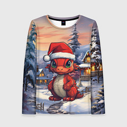 Лонгслив женский Дракоша 2024 новогодний символ года, цвет: 3D-принт