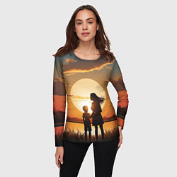 Лонгслив женский Мать и дитя на закате, цвет: 3D-принт — фото 2