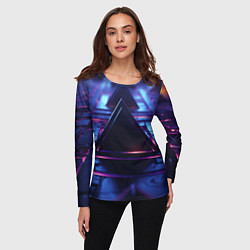 Лонгслив женский Неоновый абстрактный треугольник, цвет: 3D-принт — фото 2