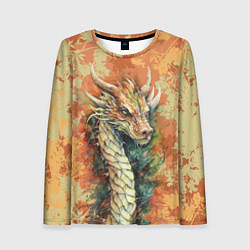 Женский лонгслив Зеленый древесный дракон с листьями