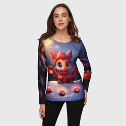 Лонгслив женский Маленький дракоша со свечками, цвет: 3D-принт — фото 2