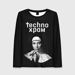 Лонгслив женский Techno храм монашка с красивыми глазами, цвет: 3D-принт