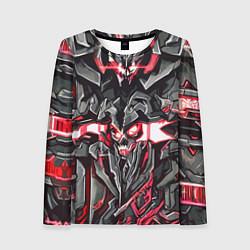 Лонгслив женский Красный абстрактный кибер череп, цвет: 3D-принт