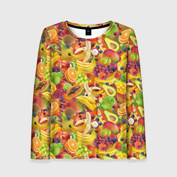 Женский лонгслив Экзотические фрукты и ягоды
