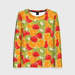 Лонгслив женский Сочные фрукты и ягоды, цвет: 3D-принт