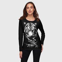 Лонгслив женский Тигр с винтовкой, цвет: 3D-принт — фото 2