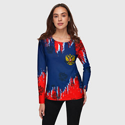 Лонгслив женский Россия спорт краски текстура, цвет: 3D-принт — фото 2