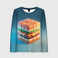 Лонгслив женский Абстрактный гамбургер в форме куба, цвет: 3D-принт