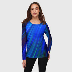 Лонгслив женский Неоновые синии линии, цвет: 3D-принт — фото 2