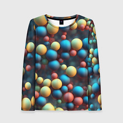 Лонгслив женский Разноцветные шарики молекул, цвет: 3D-принт
