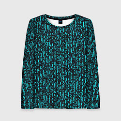Женский лонгслив Чёрно-бирюзовый абстракция