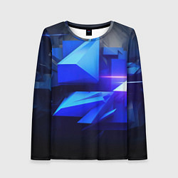 Лонгслив женский Black blue background abstract, цвет: 3D-принт