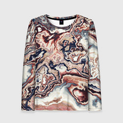 Женский лонгслив Разноцветный мраморный узор