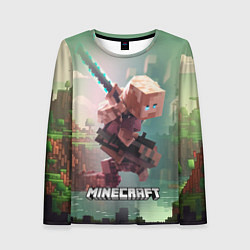 Лонгслив женский Персонаж Minecraft ниндзя в прыжке, цвет: 3D-принт