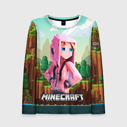 Лонгслив женский Персонаж Minecraft девушка в пиксельном мире, цвет: 3D-принт