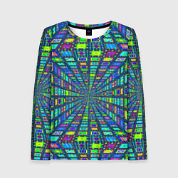 Лонгслив женский Абстрактный узор коридор из разноцветных квадратов, цвет: 3D-принт