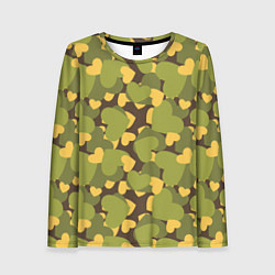Женский лонгслив Сердечки - камуфляж