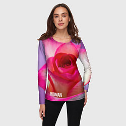 Лонгслив женский Розовая роза - woman, цвет: 3D-принт — фото 2