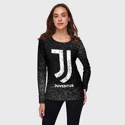Лонгслив женский Juventus с потертостями на темном фоне, цвет: 3D-принт — фото 2