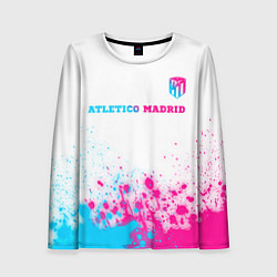 Лонгслив женский Atletico Madrid neon gradient style посередине, цвет: 3D-принт