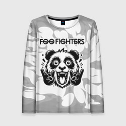 Лонгслив женский Foo Fighters рок панда на светлом фоне, цвет: 3D-принт