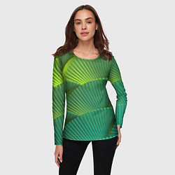 Лонгслив женский Объемные веерные столбики, цвет: 3D-принт — фото 2