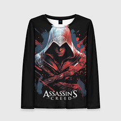 Лонгслив женский Assassins creed красная краска, цвет: 3D-принт