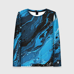 Лонгслив женский Черно-синяя абстракция геометрическая, цвет: 3D-принт