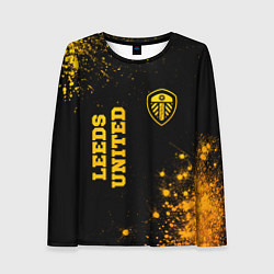 Лонгслив женский Leeds United - gold gradient вертикально, цвет: 3D-принт