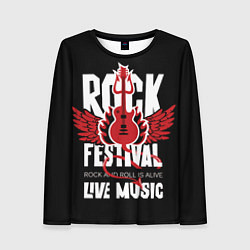 Лонгслив женский Rock festival - live music, цвет: 3D-принт