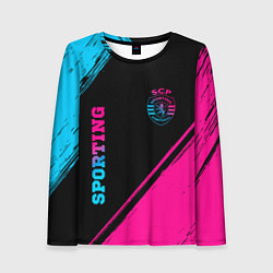 Женский лонгслив Sporting - neon gradient вертикально